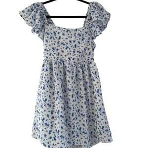 Blue Rain Smocked Blue and White Sundress